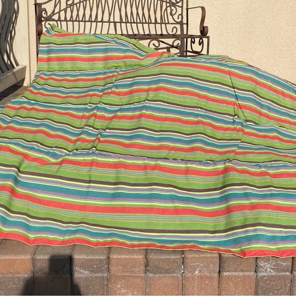 NWT Crate&Barrel set 2 cushions/coated picnic blanket green/red Hutton Stripe - Picture 11 of 11